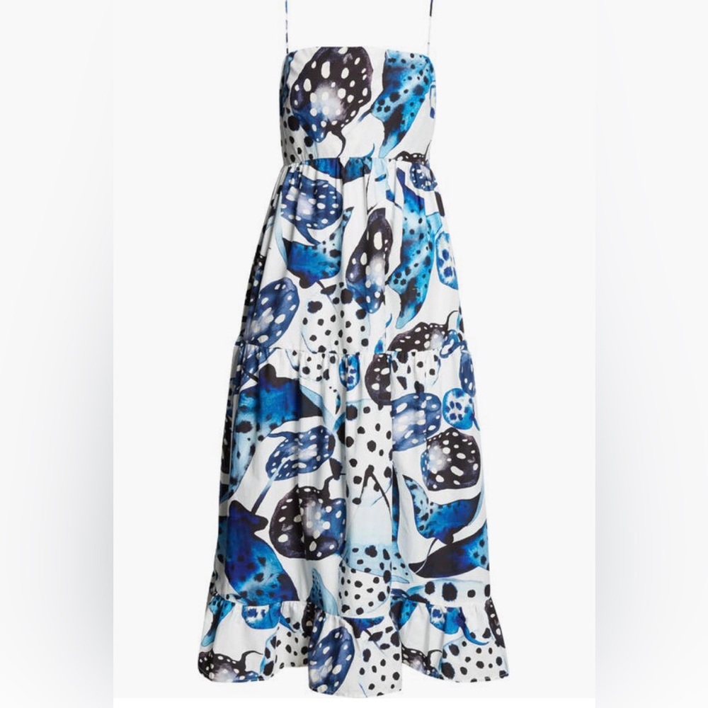 NWT $210 FARM Rio Mantas Sundress BLUE / OFF-WHITE, Size X-Large! - Picture 5 of 6